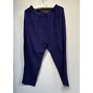 Dairi Fashion Womens High Rise Wide Leg Pants Sz 28 Elastic Waist Lagenlook Blue